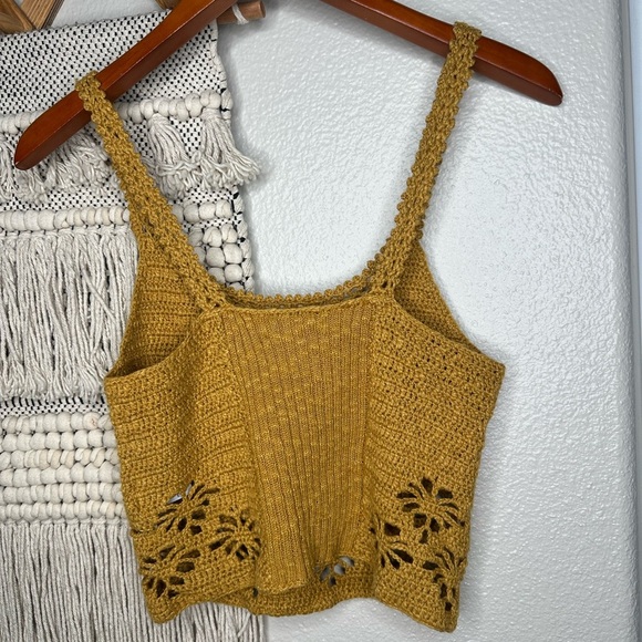 American Eagle Outfitters Mustard Crochet Tank Top - Picture 2 of 5
